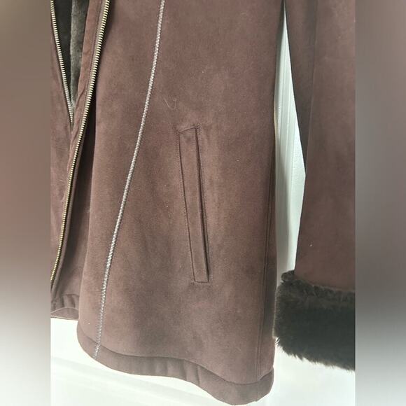 Vintage Marvin Richards Brown Faux Fur Lined Faux Sude Warm Winter coat Jacket M - Picture 12 of 15
